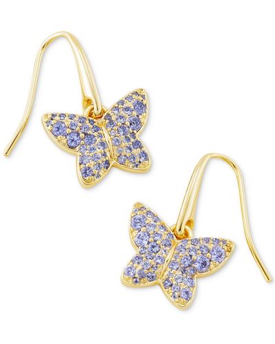 Kendra Scott 14k Gold-plated Pave Butterfly Drop Earrings - Metallic