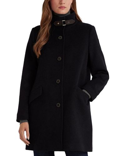 Lauren by Ralph Lauren Wool Blend Buckle-collar Coat - Black