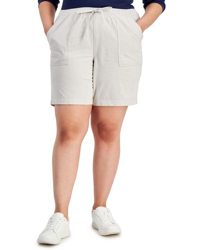 Style & Co. Plus Size Cotton Drawstring Pull-on Shorts - Gray