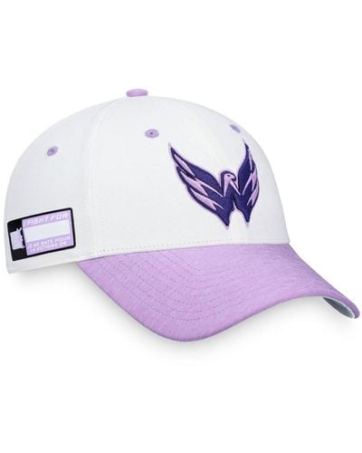 Men's Fanatics Branded White/Purple Los Angeles Kings Authentic Pro Hockey  Fights Cancer Snapback Hat