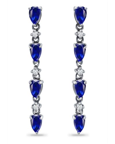 Giani Bernini Simulated Blue Sapphire And Cubic Zirconia Linear Drop Earrings