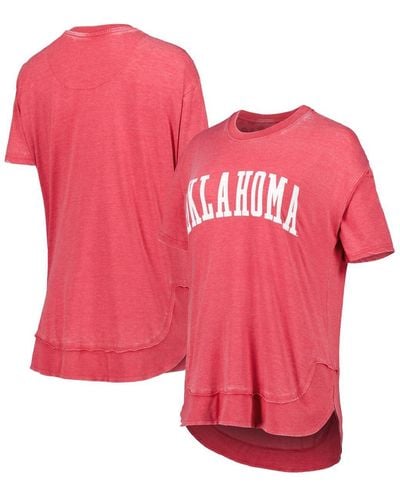 Pressbox Distressed Oklahoma Sooners Arch Poncho T-shirt - Red