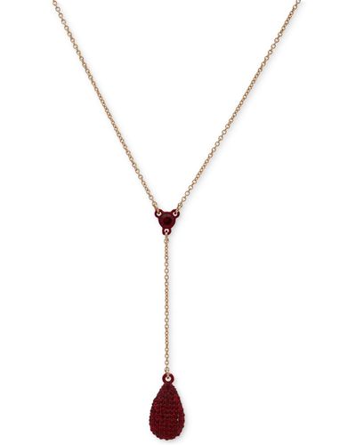 DKNY Gold-tone Pave Crystal Lariat Necklace - Metallic