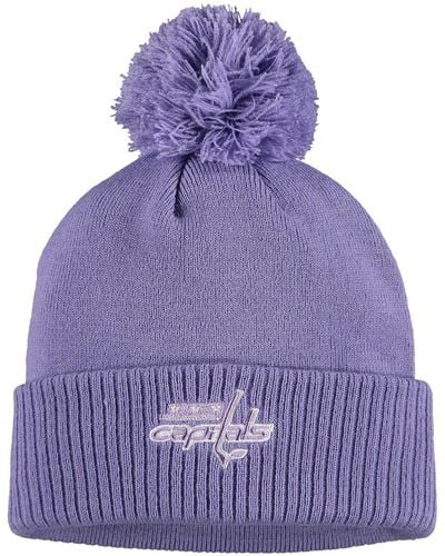 adidas Washington Capitals 2021 Hockey Fights Cancer Cuffed Knit Hat - Purple