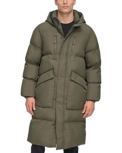 DKNY Quilted Hooded Duffle Parka - Green
