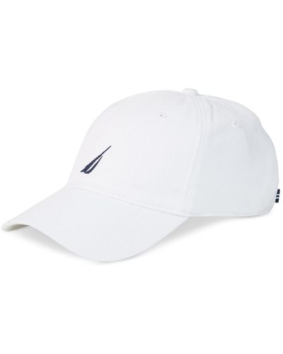 Nautica Classic Logo Adjustable Cotton Baseball Cap Hat - White