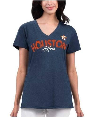 G-III 4Her by Carl Banks Distressed Houston Astros Key Move V-neck T-shirt - Blue