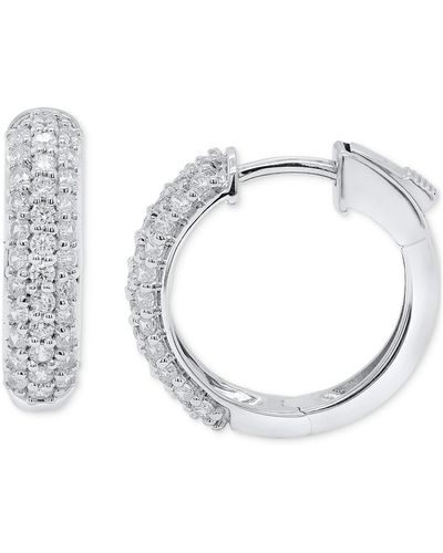Forever Grown Diamonds Lab Grown Diamond Pave Small Hoop Earrings (1 Ct. T.w. - Metallic