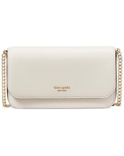 Kate Spade Ava Pebbled Leather Flap Chain Wallet - Natural