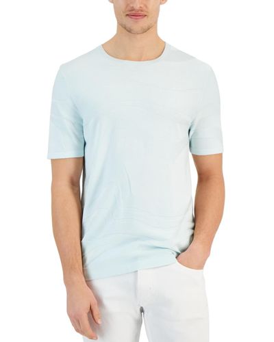 Alfani Tonal Wave Jacquard T-shirt - Blue