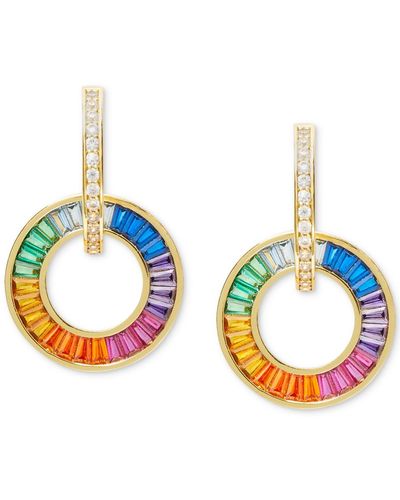 Kate Spade Gold-tone Pave & Color Mixed Stone Circle Charm Hoop Earrings - Blue