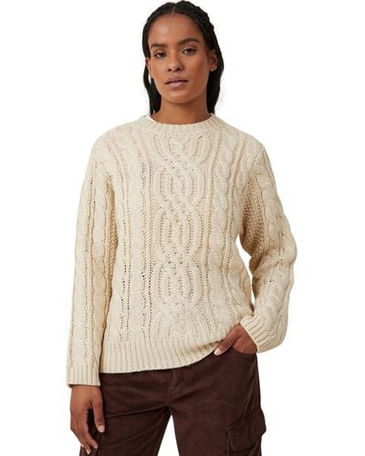 Cotton On Heritage Cable Oversized Pullover Sweater - Natural