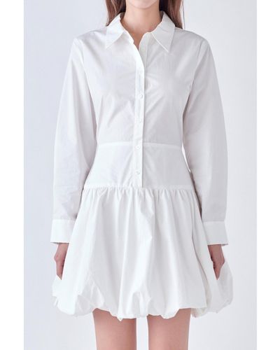 English Factory Poplin Shirt Dress - White