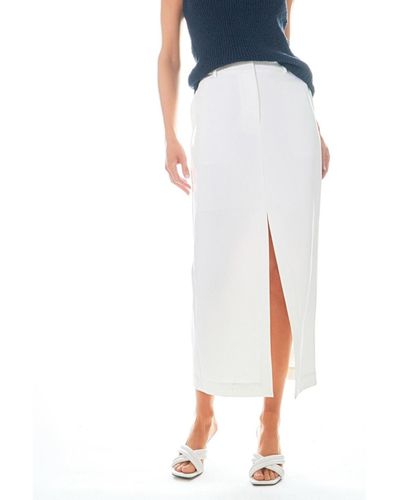 Grey Lab Mid-waisted Front Slit Maxi Skirt - White