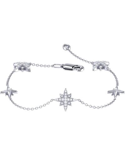 LuvMyJewelry Starry Lane North Star Design Silver Diamond Bracelet - White