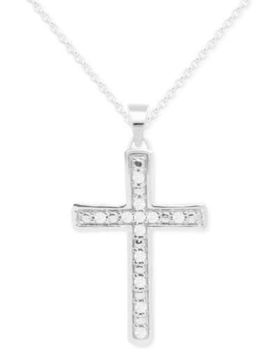 Macy's Diamond Cross 18" Pendant Necklace (1/10 Ct. T.w. - White