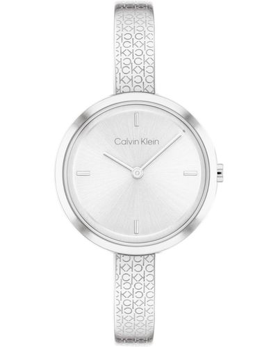Calvin Klein Silver-tone Bangle Bracelet Watch 30mm - White