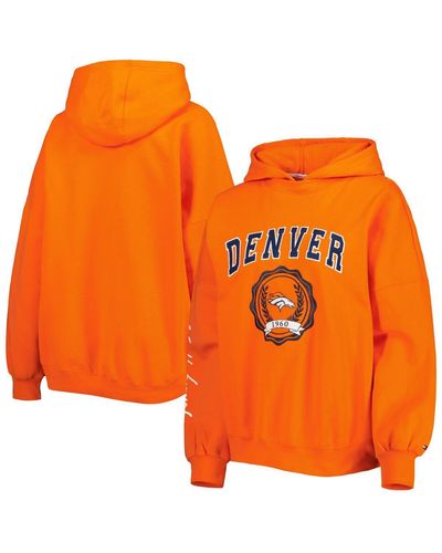 Tommy Hilfiger Denver Broncos Becca Drop Shoulder Pullover Hoodie - Orange