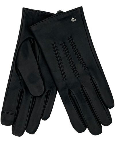 Lauren by Ralph Lauren Pick Stitch Leather Gloves - Black