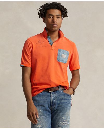 Polo Ralph Lauren Classic-fit Mesh Graphic Polo Shirt - Orange