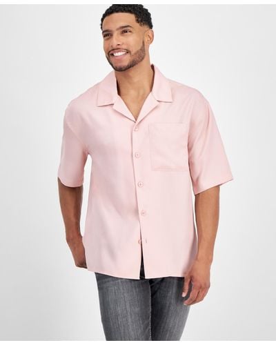 INC International Concepts Erik Regular-fit Button-down Camp Shirt - Pink