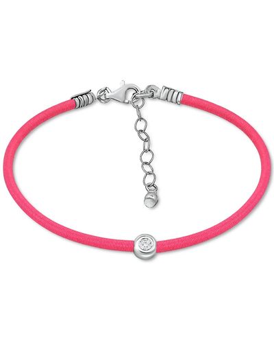 Giani Bernini Cubic Zirconia Bezel Cord Ankle Bracelet - Pink