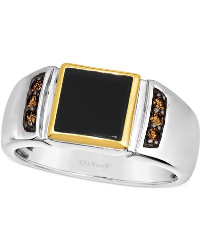 Le Vian Onyx & Chocolate Diamond (1/6 Ct. T.w.) Ring In Sterling Silver & 14k Gold - Black