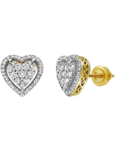 LuvMyJewelry Heartland Bling 14k Gold 0.62 Cttw Certified Natural Diamond Stud Earring - Metallic