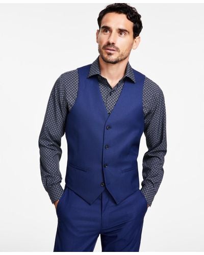 Alfani Slim-fit Stretch Solid Suit Vest - Blue
