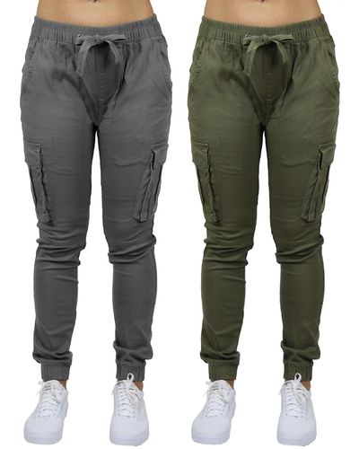Galaxy By Harvic Loose Fit Cotton Stretch Twill Cargo sweatpants Set - Green