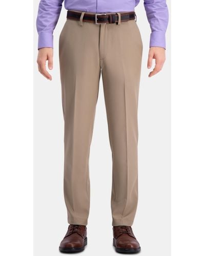 Haggar Cool 18 Pro Slim-fit 4-way Stretch Moisture-wicking Non-iron Dress Pants - Natural