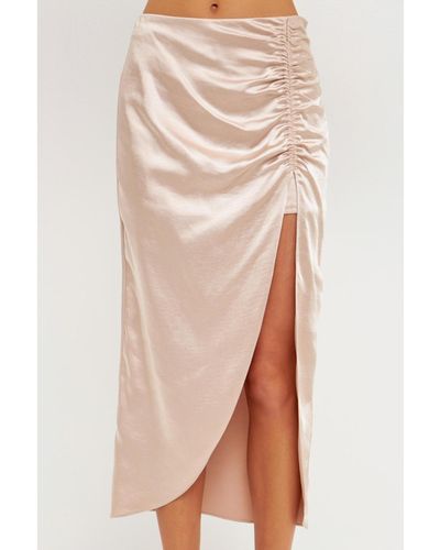 Endless Rose Front Slit Midi Skirt - Natural