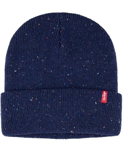 Levi's Speckled Donegal Rib Knit Cuffed Beanie - Blue