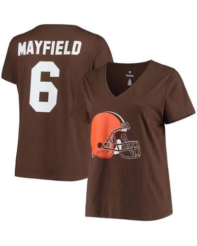 Fanatics Plus Size Baker Mayfield Cleveland S Name Number V-neck T-shirt - Brown