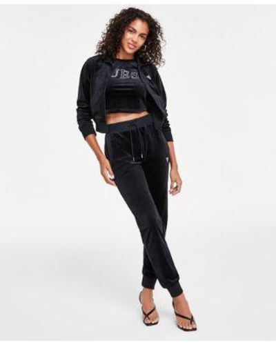 Guess Full Zip Sweatshirt Couture Cropped T Shirt Couture Pull On jogger Pants - Black
