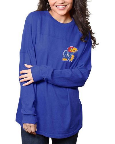 Pressbox Kansas Jayhawks The Big Shirt Oversized Long Sleeve T-shirt - Blue