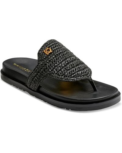 Donna Karan Hira Slip-on Woven Thong Sandals - Black