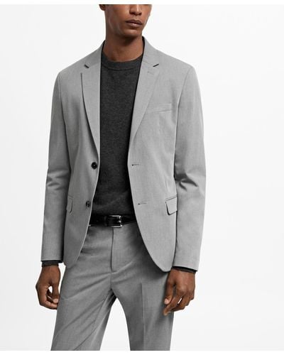 Mango Super Slim-fit Stretch Fabric Suit Blazer - Gray
