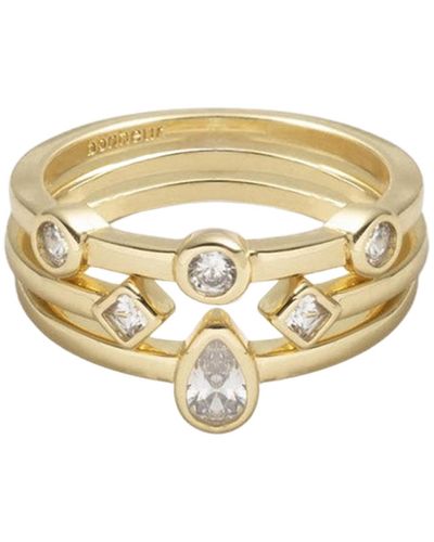 Bonheur Jewelry Louise Piece Stackable Ring Set - White