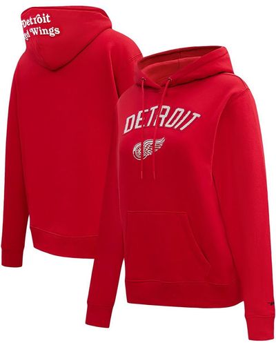 Pro Standard Detroit Wings Classic Chenille Pullover Hoodie - Red