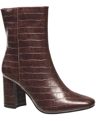 French Connection H Halston Ella Heeled Croco Boots - Brown