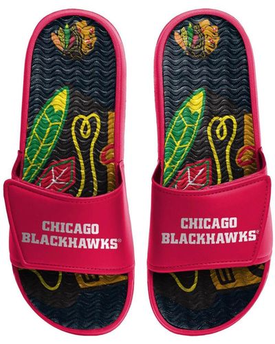 FOCO Chicago Hawks Wordmark Gel Slide Sandals - Black