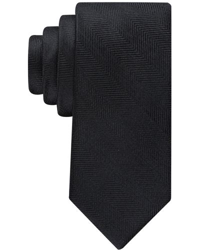 Tommy Hilfiger Herringbone Solid Tie - Black