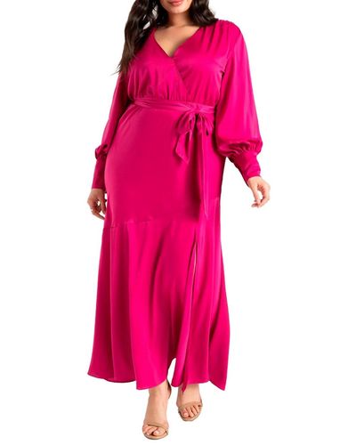 Eloquii Plus Size Satin Maxi Dress - Pink