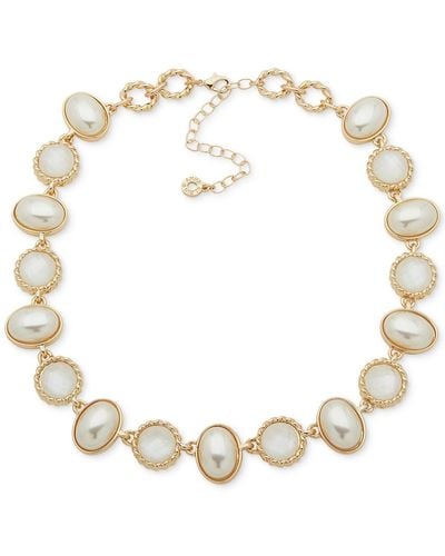 Anne Klein Gold-tone White Stone & Mother-of- Collar Necklace - Metallic