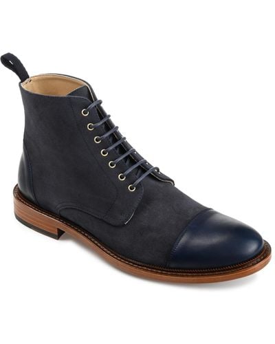 Taft Troy Handcrafted Leather And Suede Dress Boots - Blue