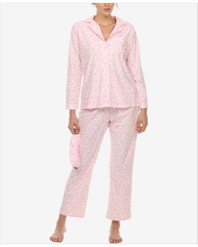 White Mark Pajama Set - Pink