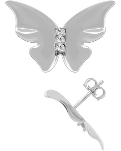 Essentials And Now This Crystal Butterfly Stud Earring - Gray