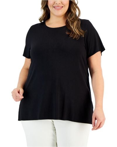 Womens Tops Macys Alfani Tops Plus Size Alfani Shirttail-Hem Tunic