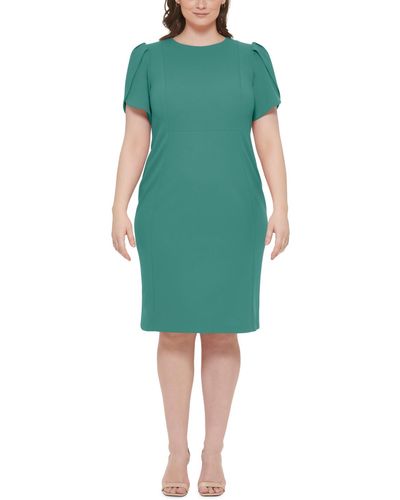 Calvin Klein Plus Size Tulip-sleeve Sheath Dress - Green